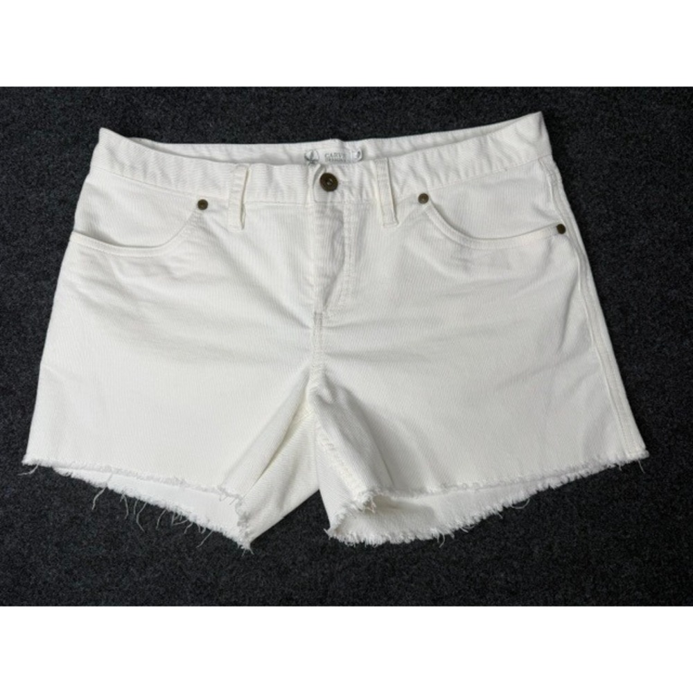 Carve Designs White Corduroy Raw Hem Shorts Womens Size 6 Five Pocket Beachy